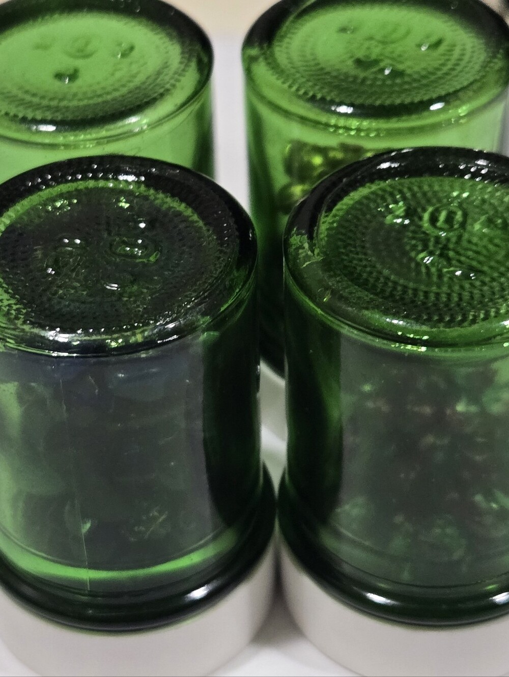 Vintage Forest Green Glass Apothecary Jars Set of 4 with Assorted Beads, Vintage - Picture 15 of 15